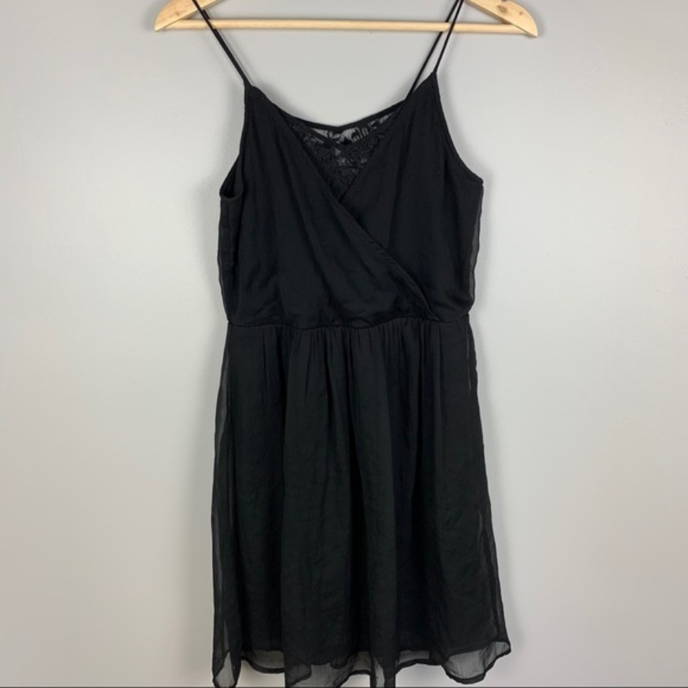 VERO MODA Black Chiffon Dress Size Small Lace Whimsigoth Witch Magic Fairy